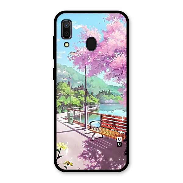 Beautiful Cherry Blossom Landscape Glass Back Case for Galaxy A30