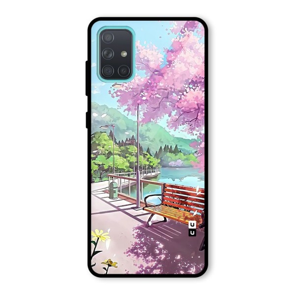 Beautiful Cherry Blossom Landscape Glass Back Case for Galaxy A71