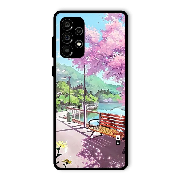 Beautiful Cherry Blossom Landscape Glass Back Case for Galaxy A73 5G