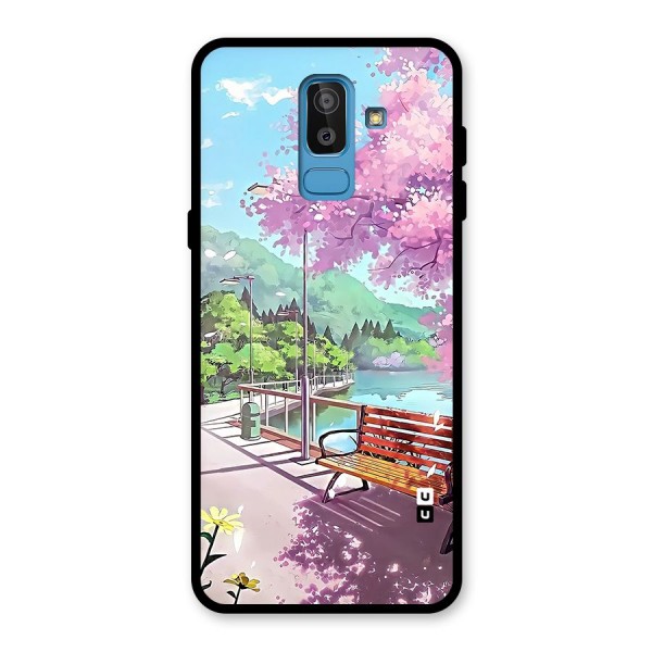 Beautiful Cherry Blossom Landscape Glass Back Case for Galaxy J8