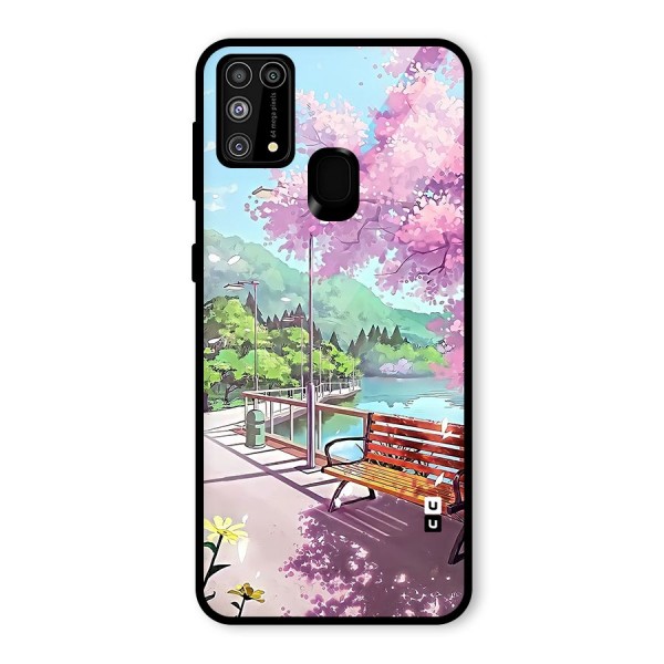 Beautiful Cherry Blossom Landscape Glass Back Case for Galaxy M31