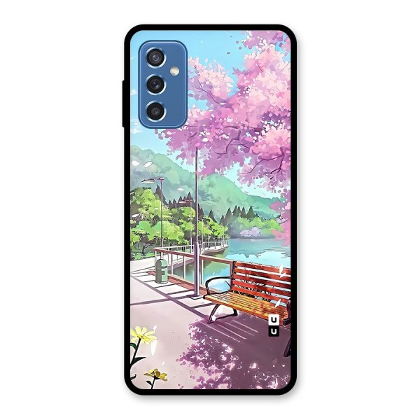 Beautiful Cherry Blossom Landscape Glass Back Case for Galaxy M52 5G