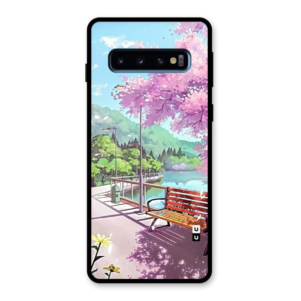 Beautiful Cherry Blossom Landscape Glass Back Case for Galaxy S10