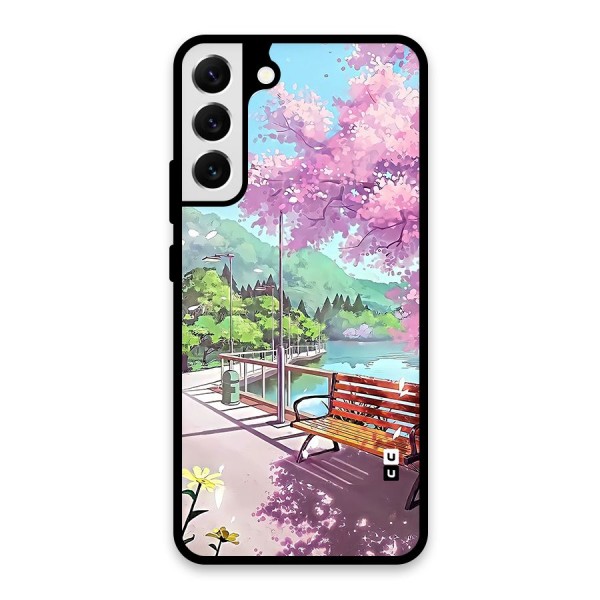 Beautiful Cherry Blossom Landscape Glass Back Case for Galaxy S22 Plus 5G