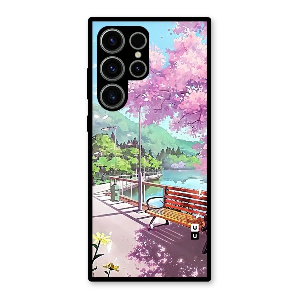 Beautiful Cherry Blossom Landscape Glass Back Case for Galaxy S23 Ultra