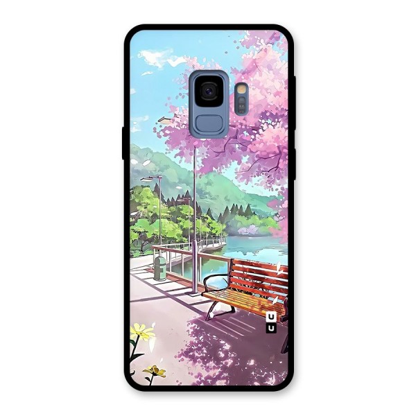 Beautiful Cherry Blossom Landscape Glass Back Case for Galaxy S9