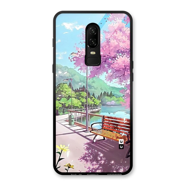Beautiful Cherry Blossom Landscape Glass Back Case for OnePlus 6