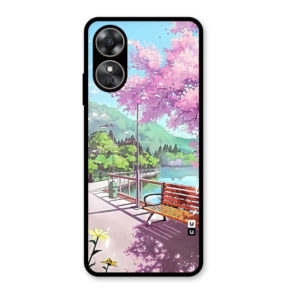 Beautiful Cherry Blossom Landscape Glass Back Case for Oppo A17