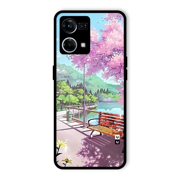 Beautiful Cherry Blossom Landscape Glass Back Case for Oppo F21 Pro 4G