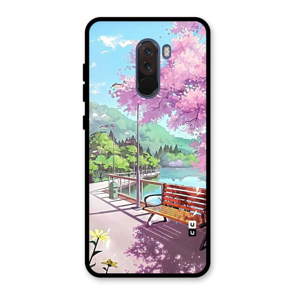 Beautiful Cherry Blossom Landscape Glass Back Case for Poco F1