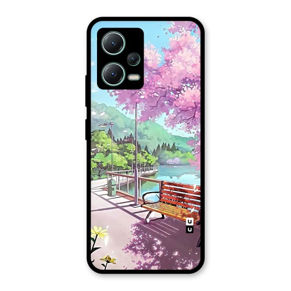 Beautiful Cherry Blossom Landscape Glass Back Case for Poco X5