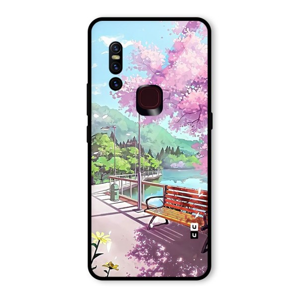 Beautiful Cherry Blossom Landscape Glass Back Case for Vivo V15