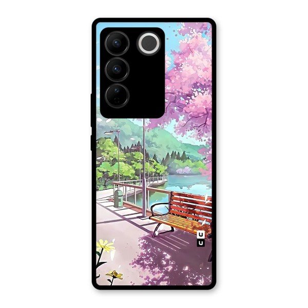 Beautiful Cherry Blossom Landscape Glass Back Case for Vivo V27