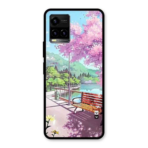 Beautiful Cherry Blossom Landscape Glass Back Case for Vivo Y21A