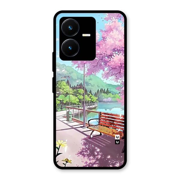 Beautiful Cherry Blossom Landscape Glass Back Case for Vivo Y22