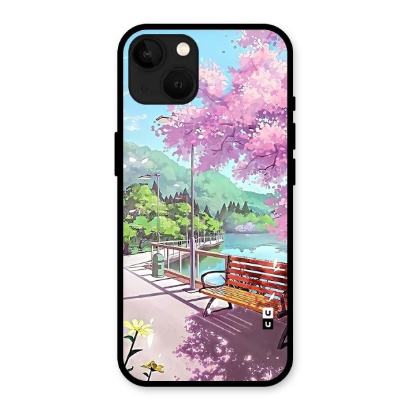 Beautiful Cherry Blossom Landscape Glass Back Case for iPhone 13