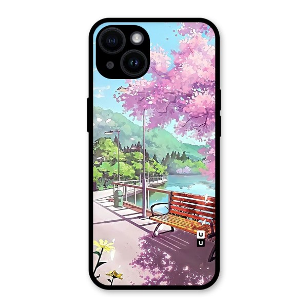 Beautiful Cherry Blossom Landscape Glass Back Case for iPhone 14