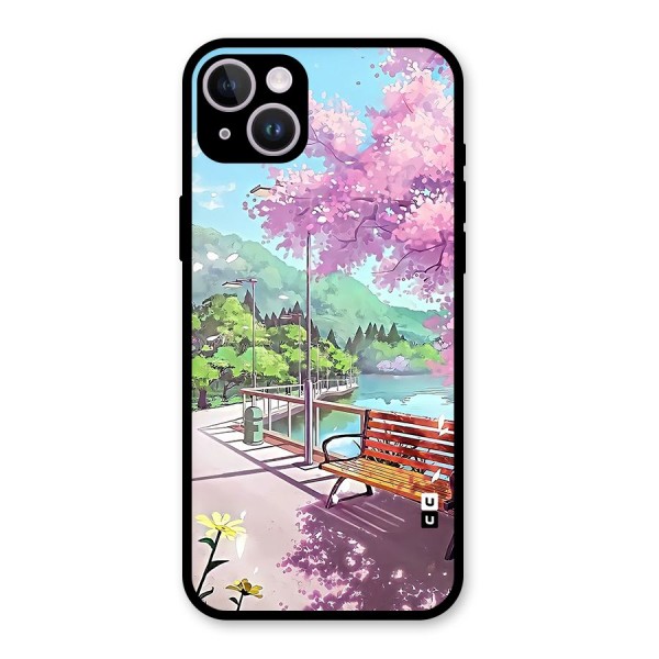 Beautiful Cherry Blossom Landscape Glass Back Case for iPhone 14 Plus