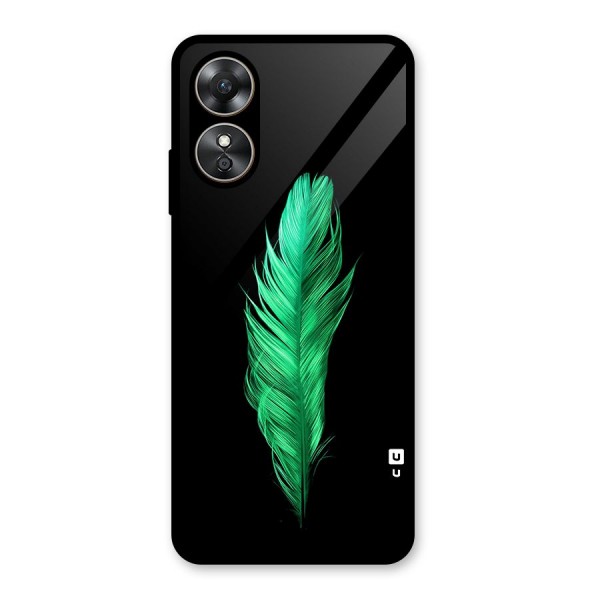 Beautiful Green Feather Glass Back Case for Oppo A17