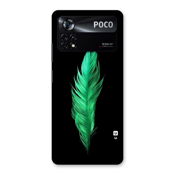 Beautiful Green Feather Glass Back Case for Poco X4 Pro 5G