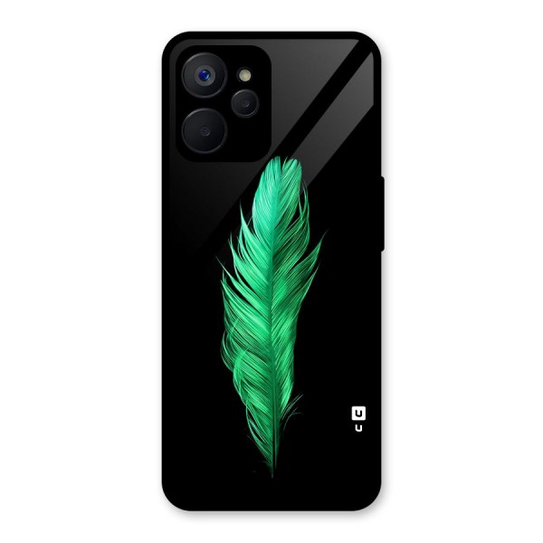 Beautiful Green Feather Glass Back Case for Realme 9i 5G