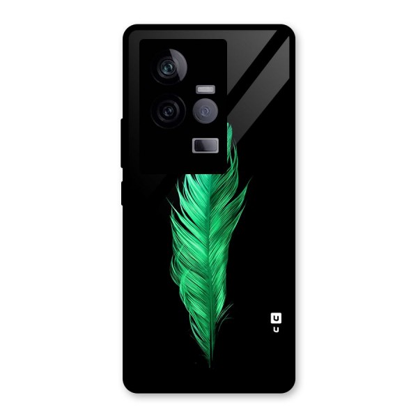 Beautiful Green Feather Glass Back Case for Vivo iQOO 11 5G