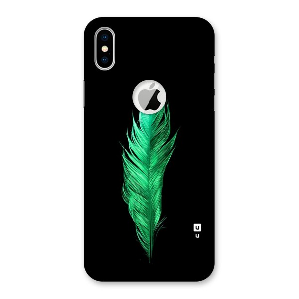 Beautiful Green Feather Back Case for iPhone XS Logo Cut