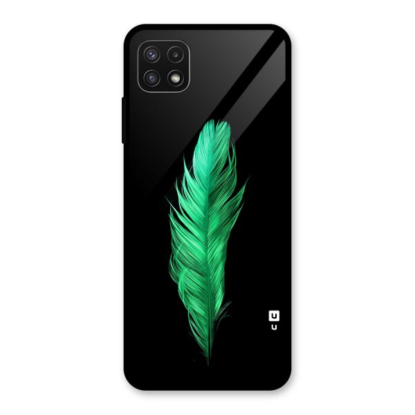 Beautiful Green Feather Glass Back Case for Galaxy A22 5G