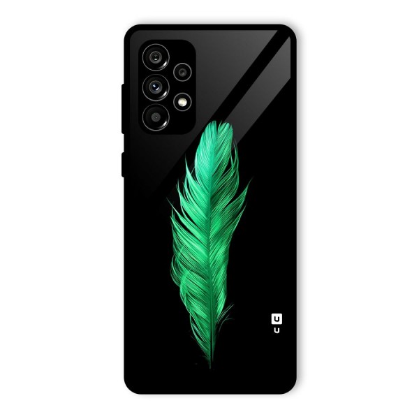 Beautiful Green Feather Glass Back Case for Galaxy A73 5G