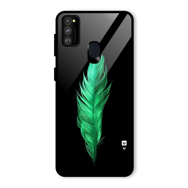 Beautiful Green Feather Glass Back Case for Galaxy M21