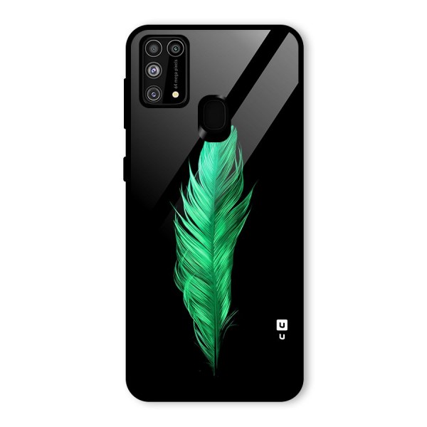 Beautiful Green Feather Glass Back Case for Galaxy M31