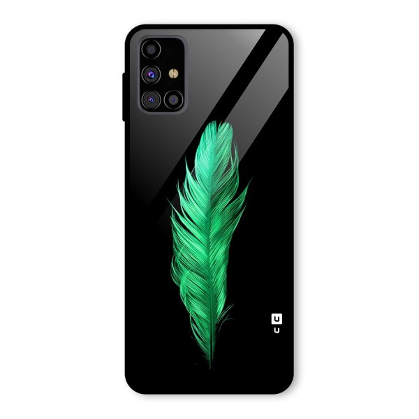 Beautiful Green Feather Glass Back Case for Galaxy M31s