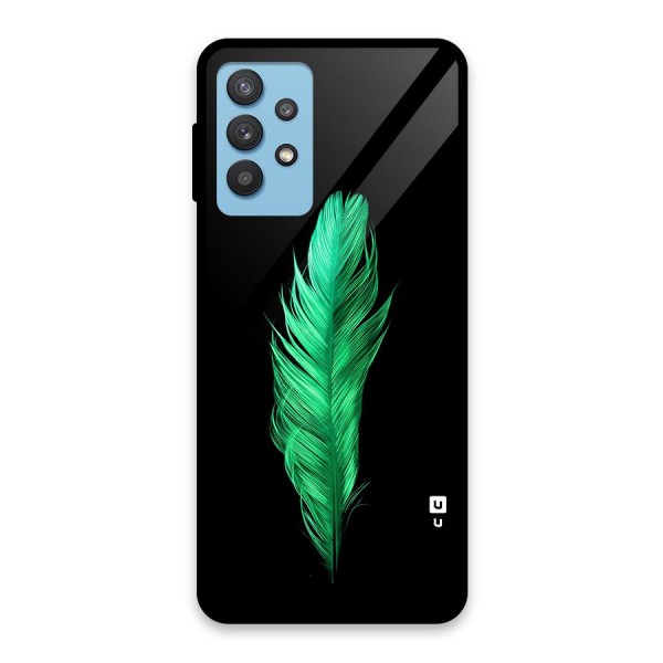 Beautiful Green Feather Glass Back Case for Galaxy M32 5G