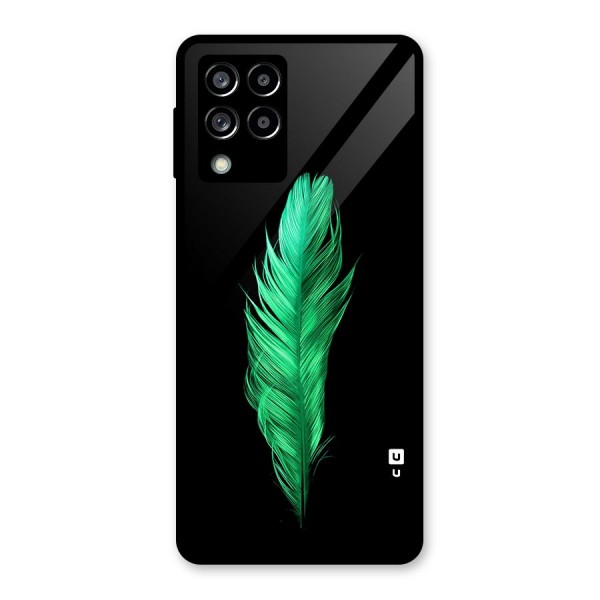 Beautiful Green Feather Glass Back Case for Galaxy M53 5G