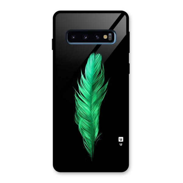 Beautiful Green Feather Glass Back Case for Galaxy S10