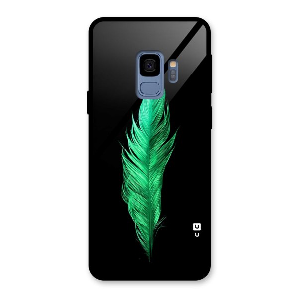 Beautiful Green Feather Glass Back Case for Galaxy S9