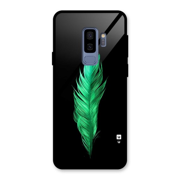 Beautiful Green Feather Glass Back Case for Galaxy S9 Plus