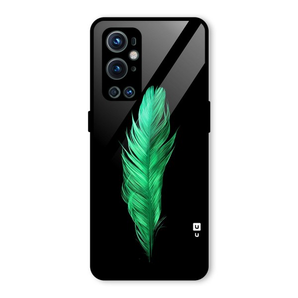 Beautiful Green Feather Glass Back Case for OnePlus 9 Pro