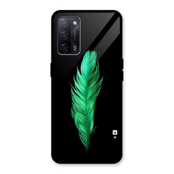 Beautiful Green Feather Glass Back Case for Oppo A53s 5G