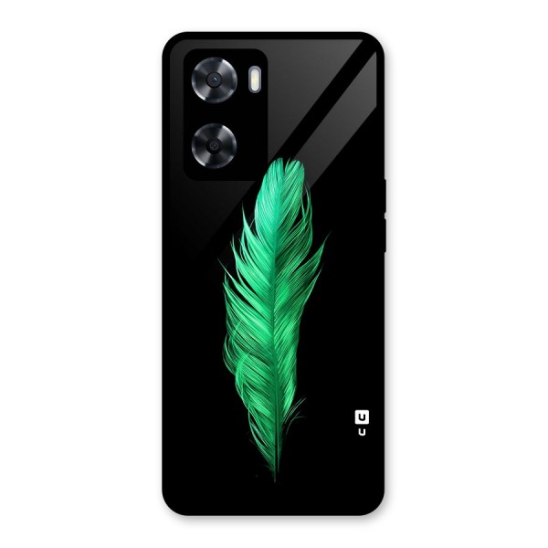 Beautiful Green Feather Glass Back Case for Oppo A57 2022