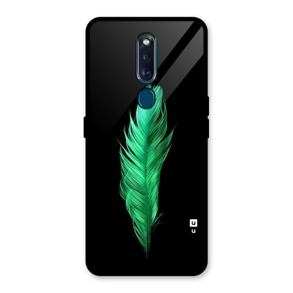 Beautiful Green Feather Glass Back Case for Oppo F11 Pro