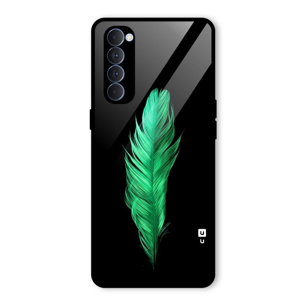 Beautiful Green Feather Glass Back Case for Oppo Reno4 Pro