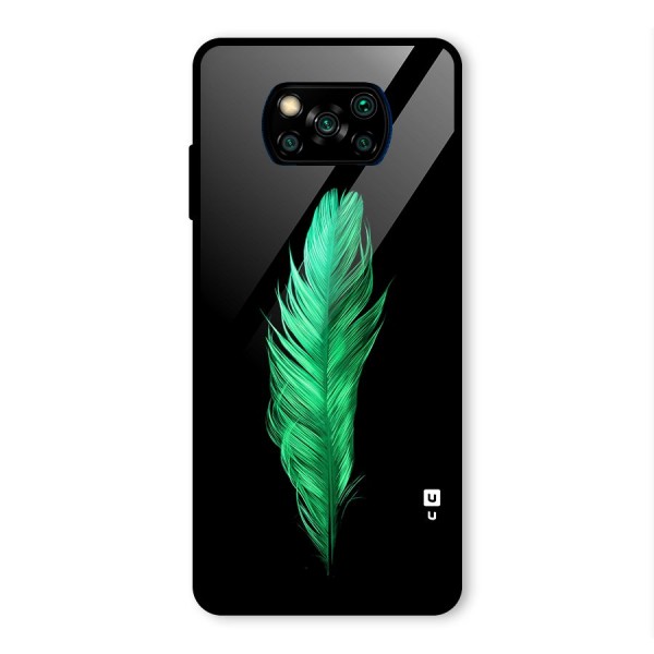 Beautiful Green Feather Glass Back Case for Poco X3 Pro