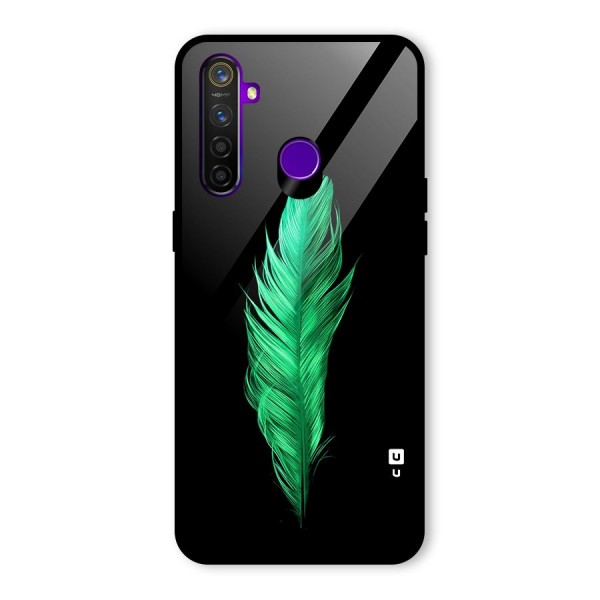 Beautiful Green Feather Glass Back Case for Realme 5 Pro