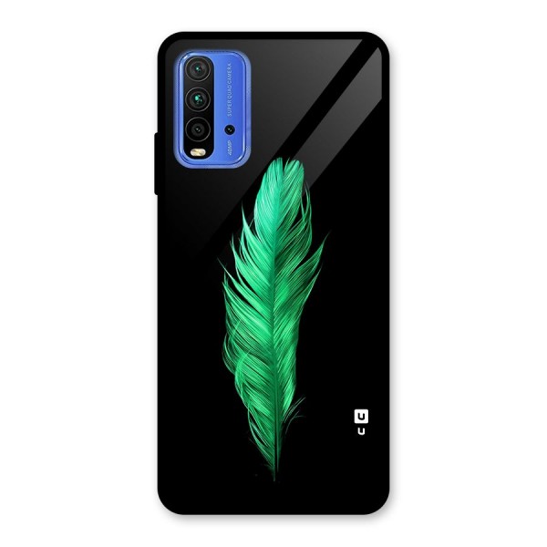 Beautiful Green Feather Glass Back Case for Redmi 9 Power