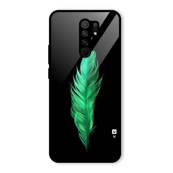 Beautiful Green Feather Glass Back Case for Redmi 9 Prime