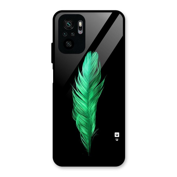 Beautiful Green Feather Glass Back Case for Redmi Note 10