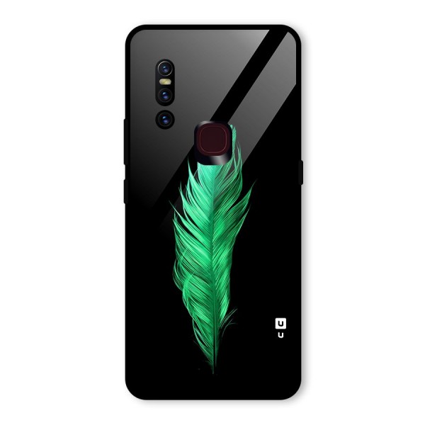 Beautiful Green Feather Glass Back Case for Vivo V15