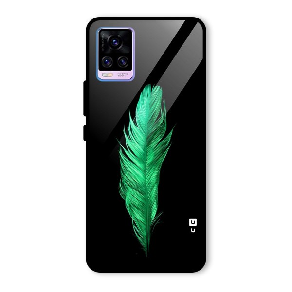 Beautiful Green Feather Glass Back Case for Vivo V20 Pro