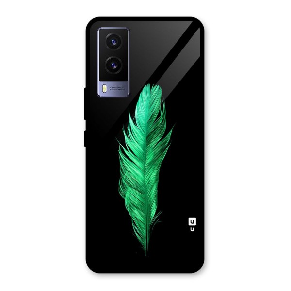 Beautiful Green Feather Glass Back Case for Vivo V21e 5G